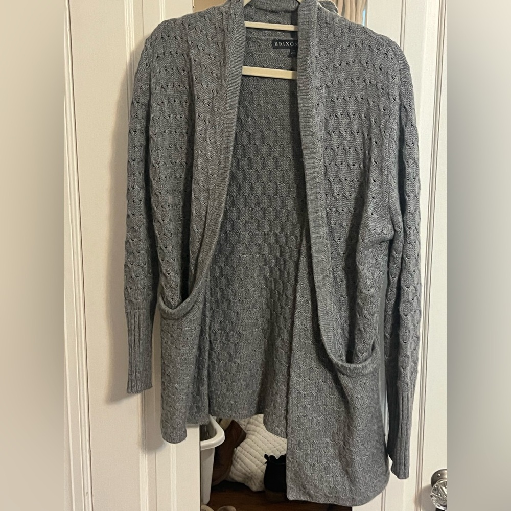 Gray Open Front Cardigan